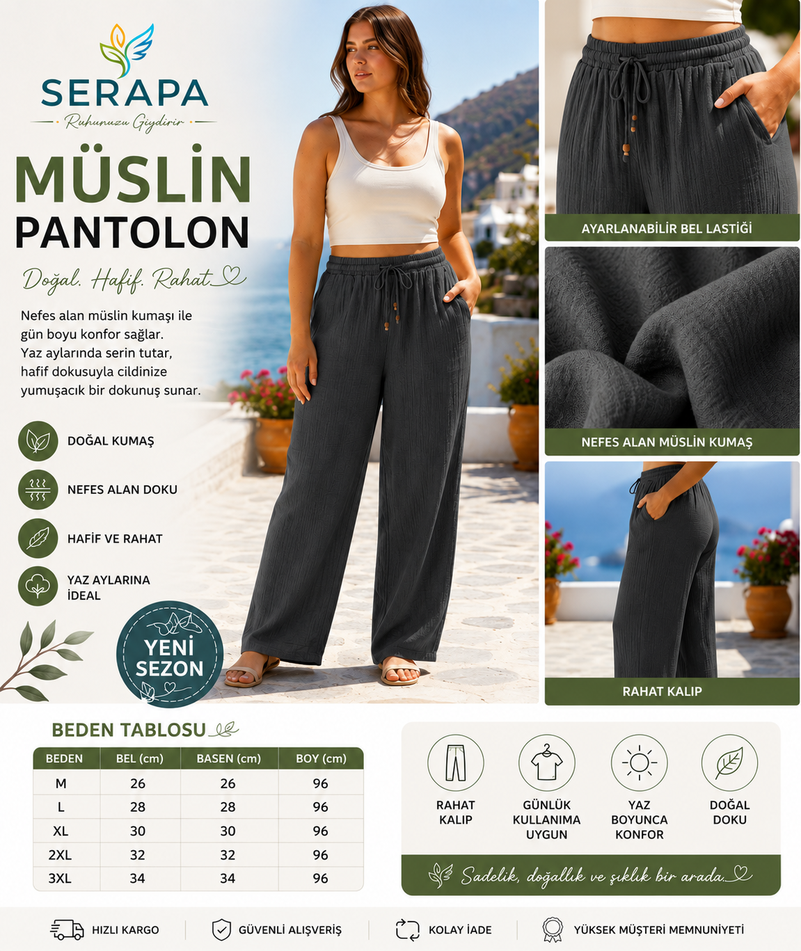 SERAPA Antrasit Müslin Pant